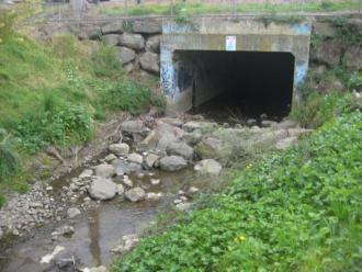 Photos showing the main drain area last year, compared with today