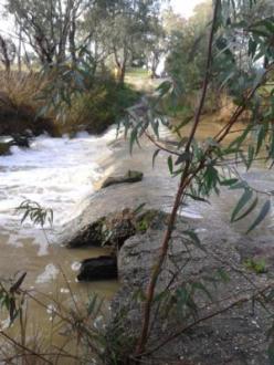 Water gushing over ford for the first time in months!