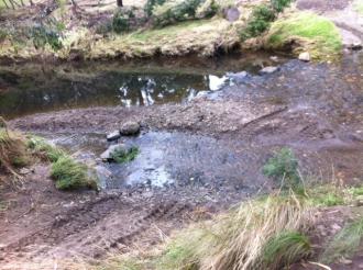 Huge sand / gravel bar deposited after flooding on 29 Dec 2016.