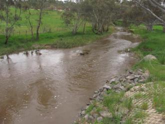 looking upstream; I have never this high flow of water before