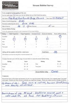 Stream habitat survey