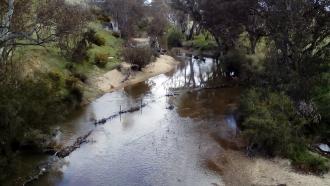 Upstream of bridge