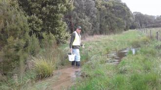 Chris walking through the water flowing over the track. Chris is 6ft 4 so you can see how deep the water is