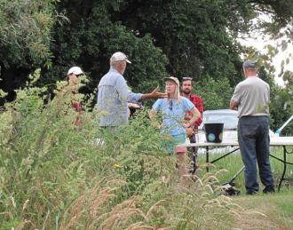 Community Bugwatch. Thunderstorm threatening. Small but interested group of Landcare and Community members.