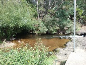 Looking towards west bank downsteam side of ford