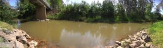Photo of site following 645 megalitre per day flow from Lake Glenmaggie