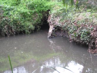 soil erosion to the right of the drain