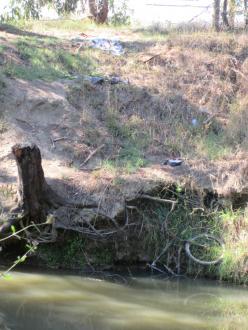 Damage to bank and rubbish at swimming hole