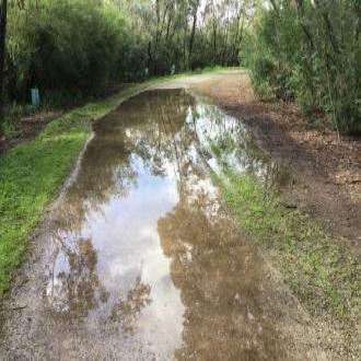 One of the many large puddles near the testing site