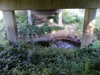 view looking east under bridge