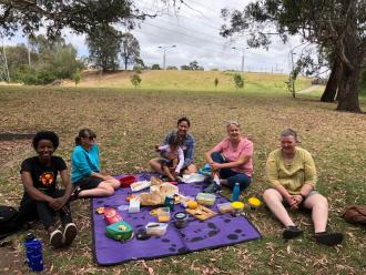 Our crew, having a End of Year morning tea post data collection.