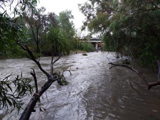 Looking downstream to road bridge