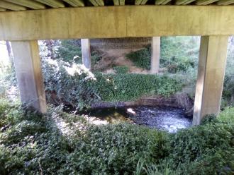 View looking east under bridge