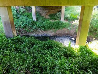 View under bridge looking east