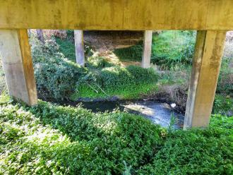 View under bridge looking east