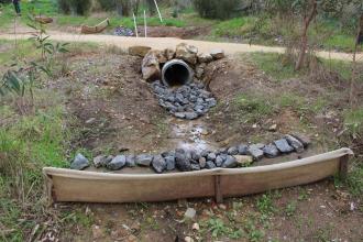 New drain running into sample site