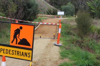 New clay pathway near sample site