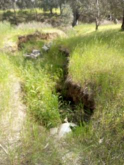 Erosion from man made gutter