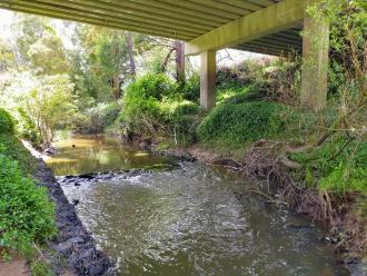 View looking north under bridge