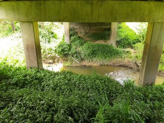 View under bridge looking east