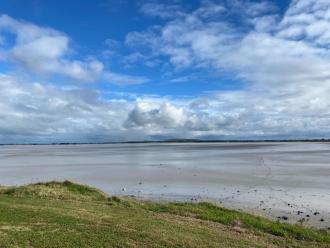 Strong NW wind 43KPH gusts 46 KPH; no birdlife; very fine film of water with many areas of exposed sand