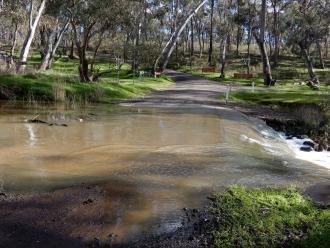 water over the access road to this sample site