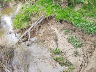 View of bank erosion looking south from bridge