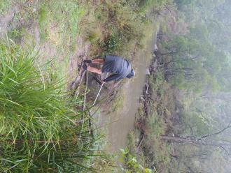 Max collecting sample - Tyers River