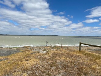 Fresh to strong westerly wind. Small waves.