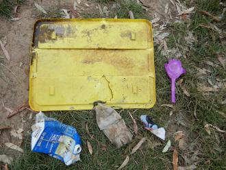 Rubbish collected adjacent to sampling site. Not normal.