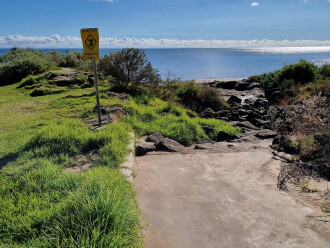 View North, across overflow, towards the bay.