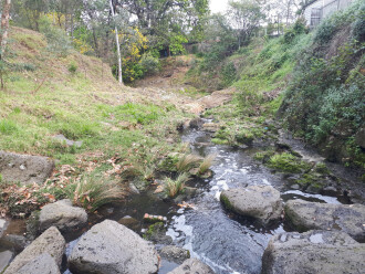 Downstream from measuring site