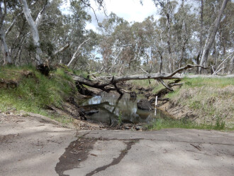 taken on 4/11/2025 showing some water upstream of the ford