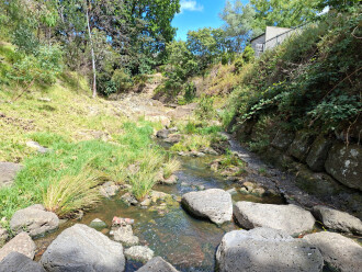 Downstream from sample point